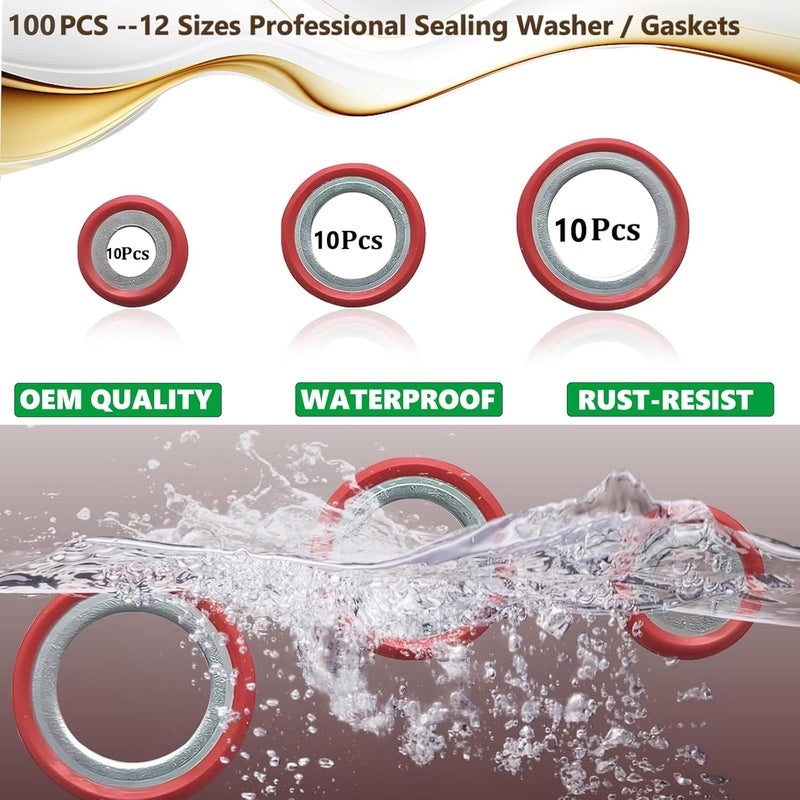 Lucstar Car A/C Compressor Seal Gasket Kit 275PCS Sealing Washers for Automotive Air Conditioning Replacement, A/C O Ring Assortment Kit Valve Core Service Flush Kit, Gasket Sealer R 134a - Image 3